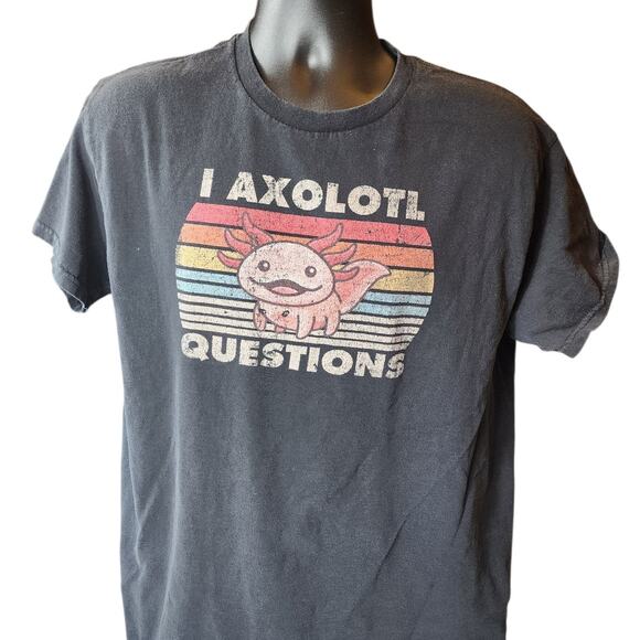 Axolotl Graphic TShirt Medium Vintage Style Pun Tee Humor Retro Rainbow Meme Y2K - Picture 1 of 11